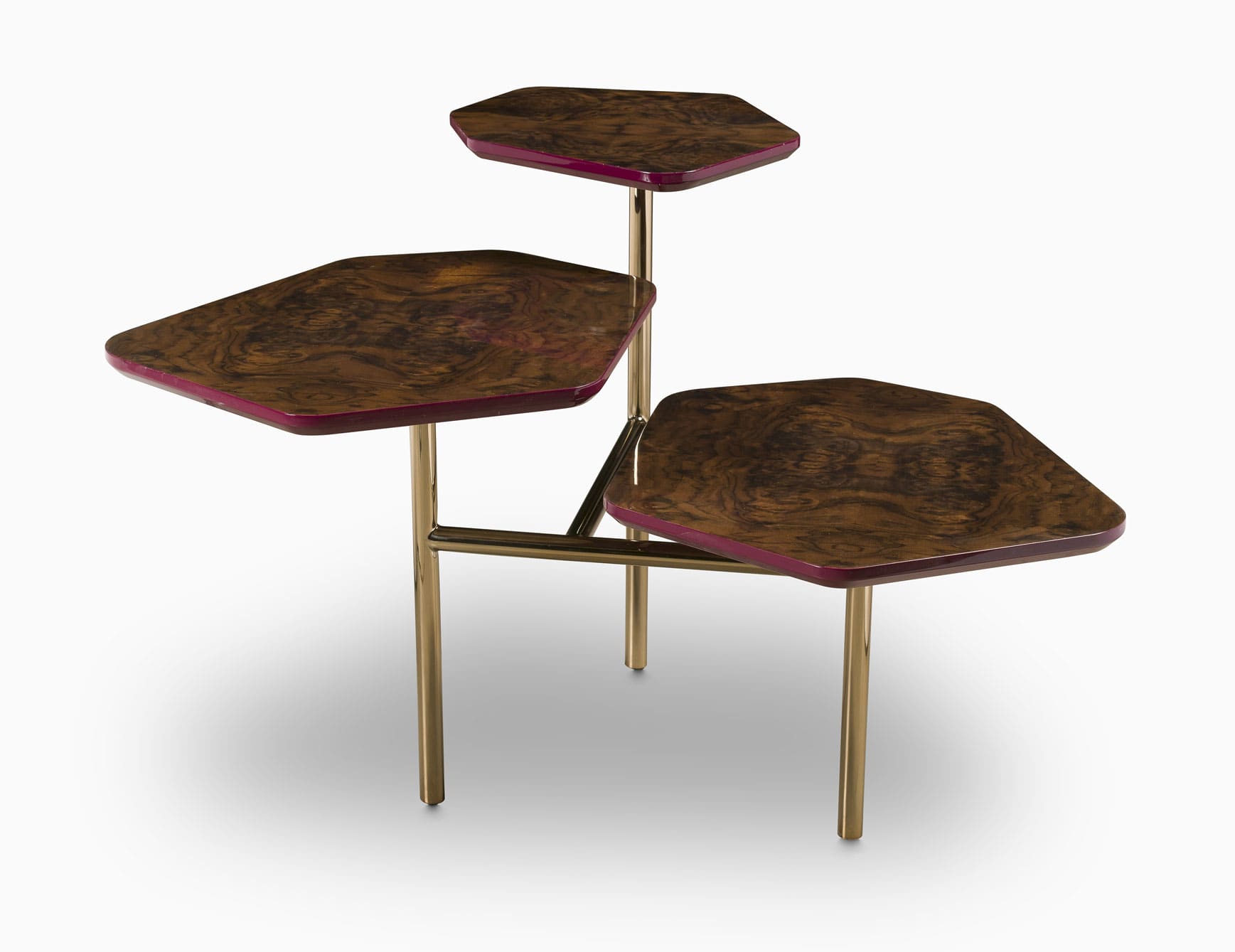 Molecole A contemporary Italian side table with brown camouflage wood